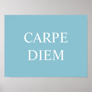 Afdrukken van Carpe Diem Latin Quote - Turquoise Poster
