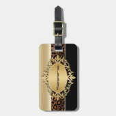 Afdrukken van champagne, Black en Leopard Bagagelabel (Voorkant verticaal)