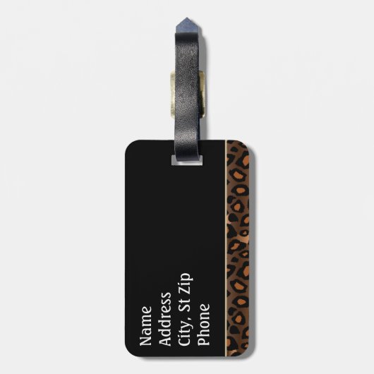 Afdrukken van champagne, Black en Leopard Bagagelabel (Achterkant verticaal)