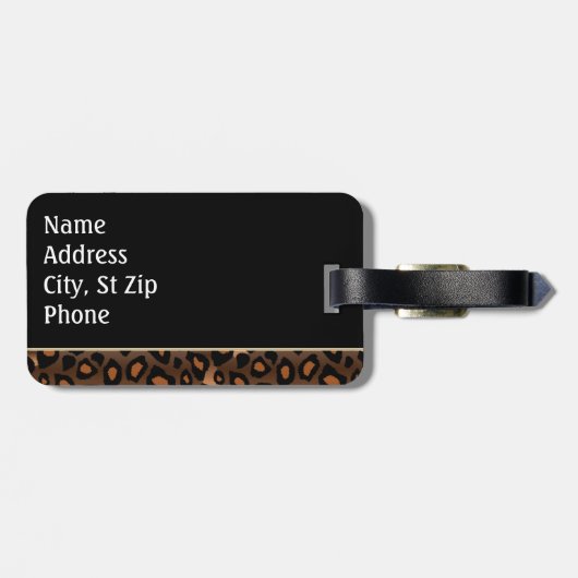 Afdrukken van champagne, Black en Leopard Bagagelabel (Achterkant horizontaal)