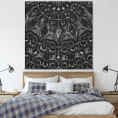 Afdrukken van Charcoal Mandala Canvas (Insitu (Slaapkamer))