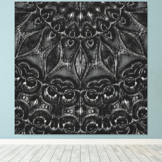 Afdrukken van Charcoal Mandala Canvas (Insitu (Houten vloer))