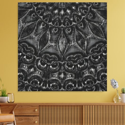 Afdrukken van Charcoal Mandala Canvas (Insitu (Woonkamer))