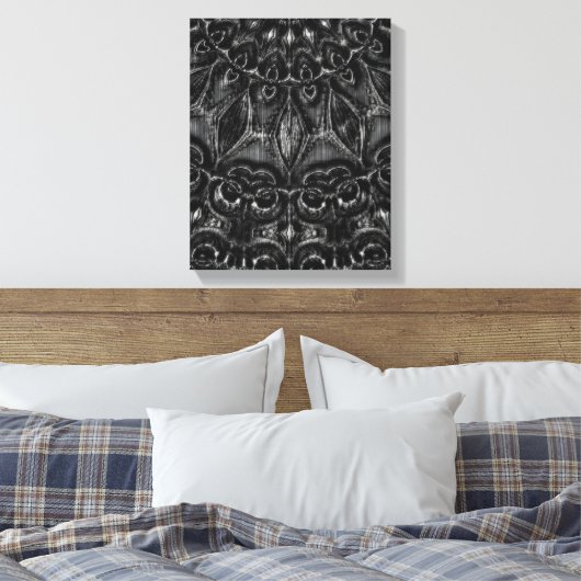 Afdrukken van Charcoal Mandala Canvas (Insitu (Slaapkamer))