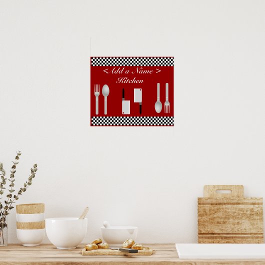 Afdrukken van checkboard Kitchen Poster (Keuken)