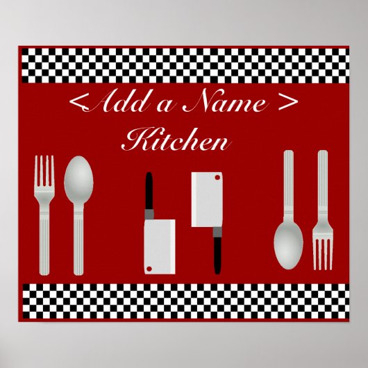 Afdrukken van checkboard Kitchen Poster (Voorkant)