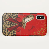 Afdrukken van Chic Red en Leopard Case-Mate iPhone Case (Achterkant (horizontaal))