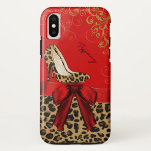Afdrukken van Chic Red en Leopard Case-Mate iPhone Case