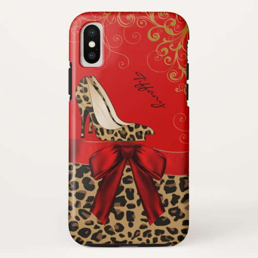 Afdrukken van Chic Red en Leopard Case-Mate iPhone Case (Achterkant)