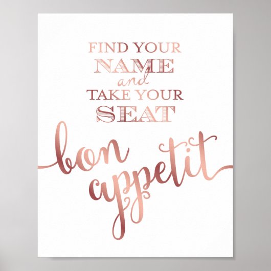Afdrukken van Chic Roos Gold BON APPETIS Poster (Voorkant)