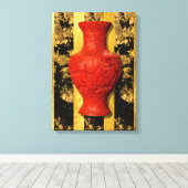 Afdrukken van Chinees Aziatisch rood vet van geras (Insitu (Houten vloer))