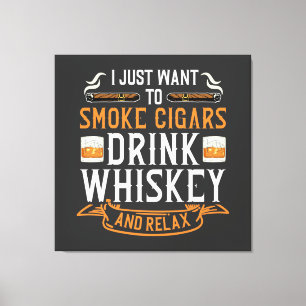 Afdrukken van Cigar- en Whiskey Quote-Canvas