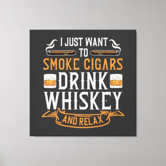 Afdrukken van Cigar- en Whiskey Quote-Canvas (Voorkant)