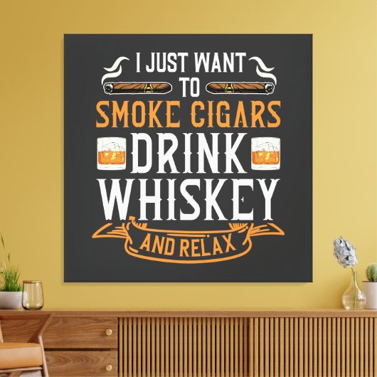Afdrukken van Cigar- en Whiskey Quote-Canvas (Insitu (Woonkamer))