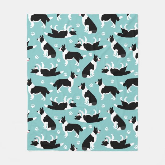 Afdrukken van Collie en Paw-rand Fleece Deken (Voorkant)