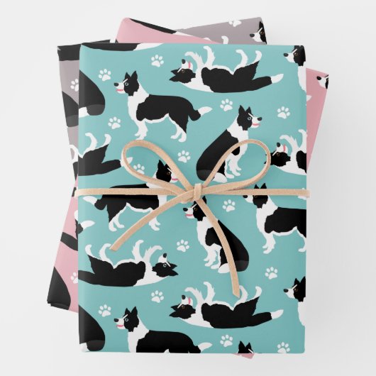 Afdrukken van Collie en Paw-rand Inpakpapier Vel (In situ)