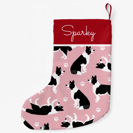 Afdrukken van Collie en Paw-rand Kleine Kerstsok (Achterkant)