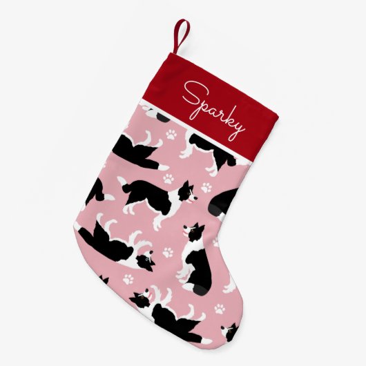 Afdrukken van Collie en Paw-rand Kleine Kerstsok (Voorkant (Hangend))