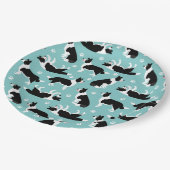 Afdrukken van Collie en Paw-rand Papieren Bordje (Gekanteld)