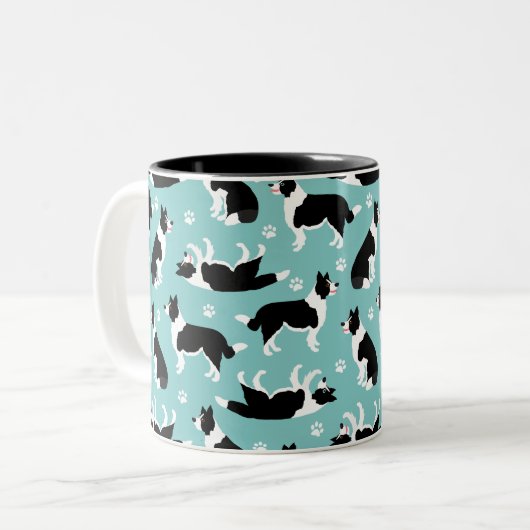 Afdrukken van Collie en Paw-rand Tweekleurige Koffiemok (Voorkant links)