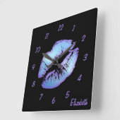 Afdrukken van Cute en Chic Lipstick Vierkante Klok (Hoek)