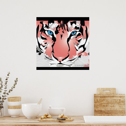 AFDRUKKEN VAN DE DOUANE - TIGER-PEACH POSTER (Keuken)