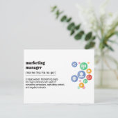 Afdrukken van definitie van marketingmanager briefkaart (Staand voorkant)