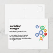 Afdrukken van definitie van marketingmanager briefkaart (Voorkant / Achterkant)