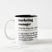 Afdrukken van definitie van marketingmanager tweekleurige koffiemok (Links)