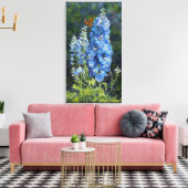 Afdrukken van "Delphiniums" Galerij met overvullin (Insitu (Woonkamer))