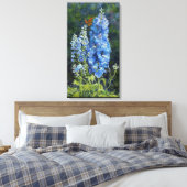 Afdrukken van "Delphiniums" Galerij met overvullin (Insitu (Slaapkamer))