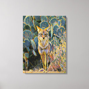 Afdrukken van desert Coyote Sentry Canvas