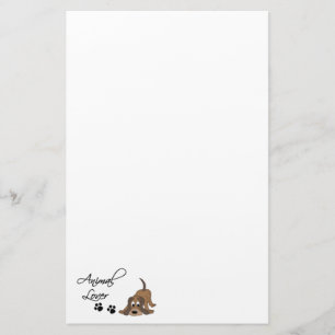 Afdrukken van dierenvriend-Cartoon Dog en poten Briefpapier