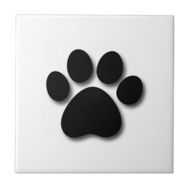 Afdrukken van Dog Paw voor Hondenliefhebber ZWARTE Tegeltje