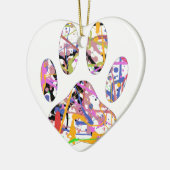 Afdrukken van dog plakband verven keramisch ornament (Links)