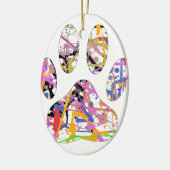 Afdrukken van dog plakband verven keramisch ornament (Links)