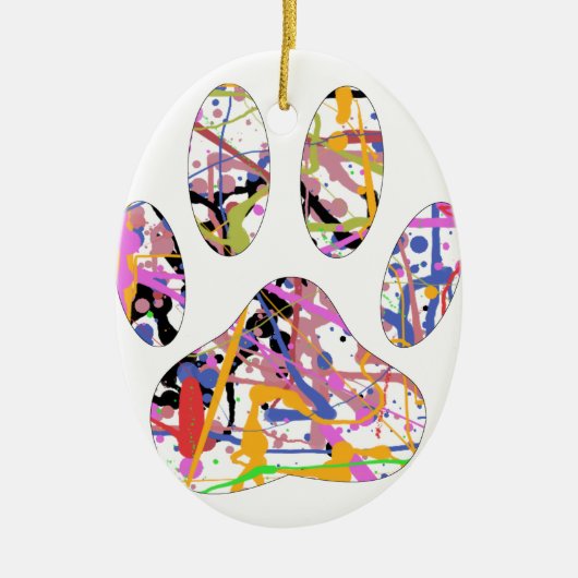 Afdrukken van dog plakband verven keramisch ornament (Voorkant)