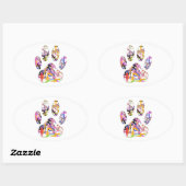 Afdrukken van dog plakband verven ovale sticker (Vel)