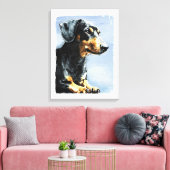 Afdrukken van een schilderij van een teckel (Insitu (Woonkamer))