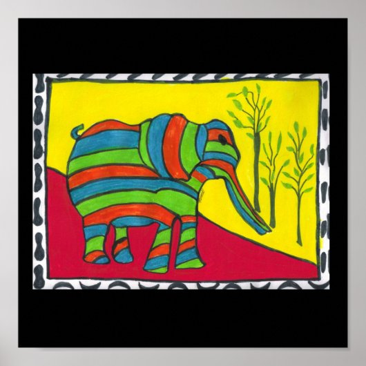 Afdrukken van Elephant stroll Canvas Poster (Voorkant)