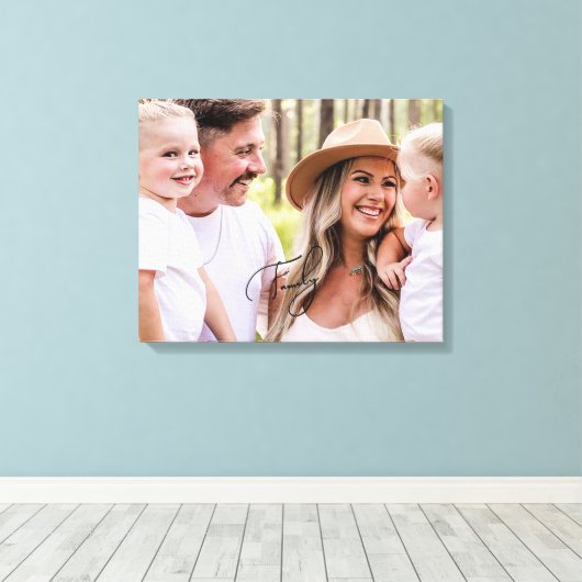 Afdrukken van familieportret groot Canvas (Insitu (Houten vloer))