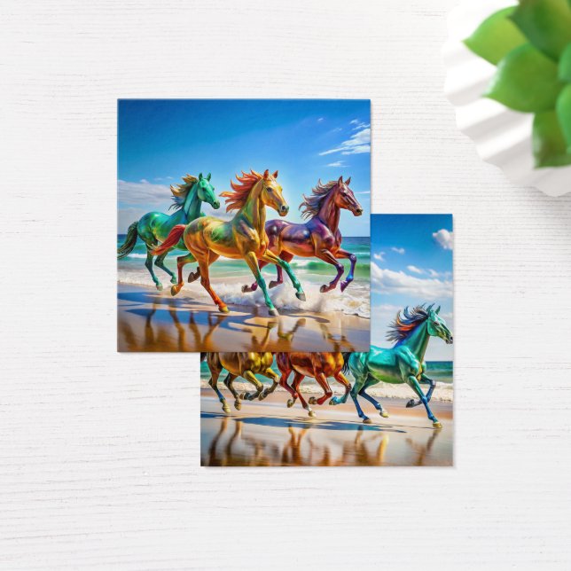 Afdrukken van Faux-verzegeld Canvas Vierkante Visitekaartjes (Bureau)