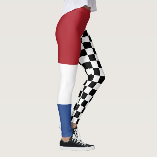 Afdrukken van gecheckte vlag voor zwart-wit en zwa leggings (Rechts)