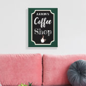 Afdrukken van gepersonaliseerd groen koffiewinkelw (Insitu (Woonkamer))