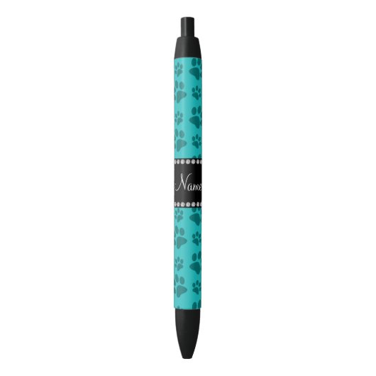 Afdrukken van gepersonaliseerde naam turquoise dog zwarte inkt pen (Voorkant Verticaal)