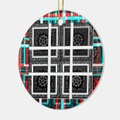 Afdrukken van geruite patroonillustraties keramisch ornament (Links)