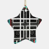 Afdrukken van geruite patroonillustraties keramisch ornament (Rechts)