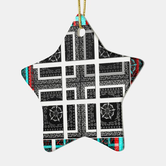 Afdrukken van geruite patroonillustraties keramisch ornament (Links)