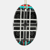 Afdrukken van geruite patroonillustraties keramisch ornament (Rechts)