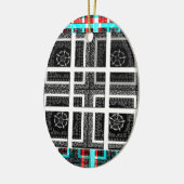 Afdrukken van geruite patroonillustraties keramisch ornament (Links)